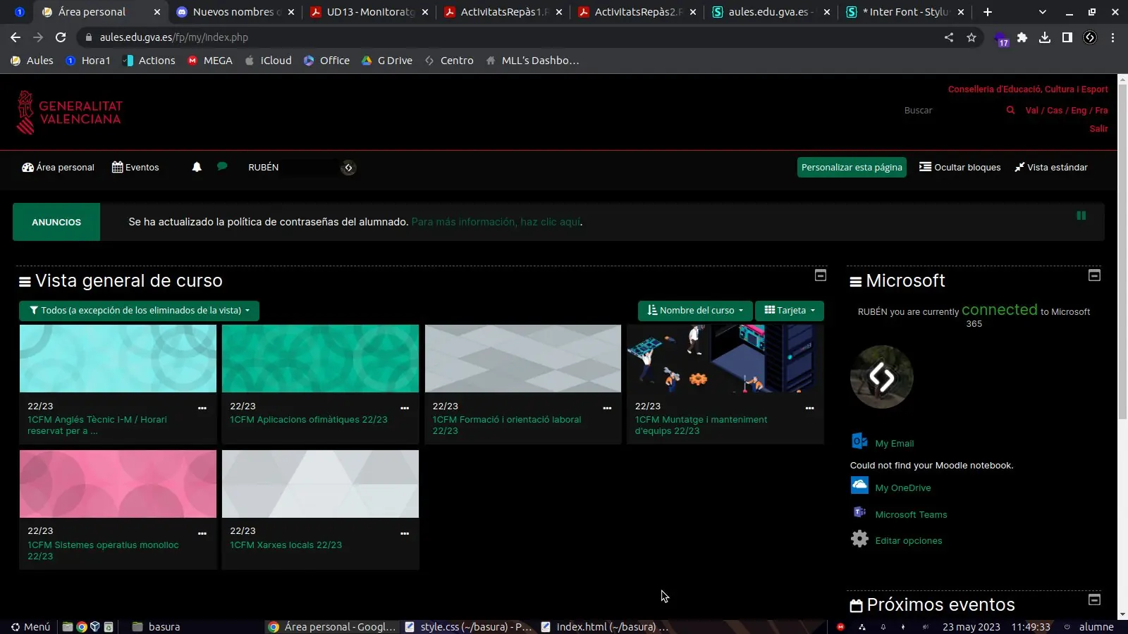 La prueba que hice tocando el inspeccionar elemento