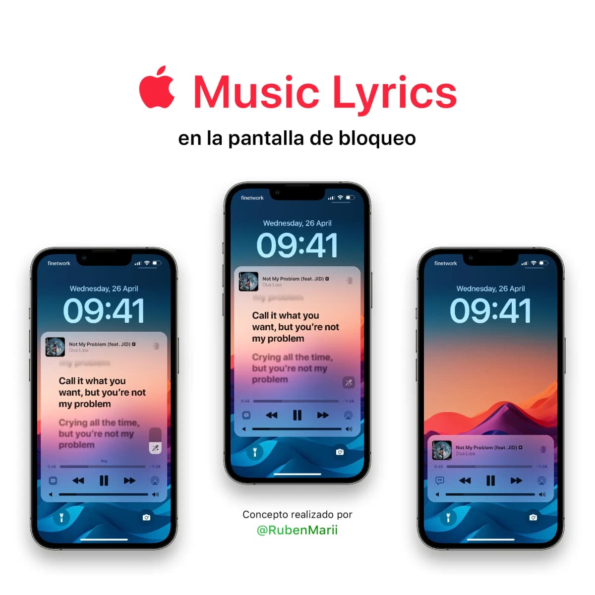 Letras de Apple Music en la pantalla de bloqueo