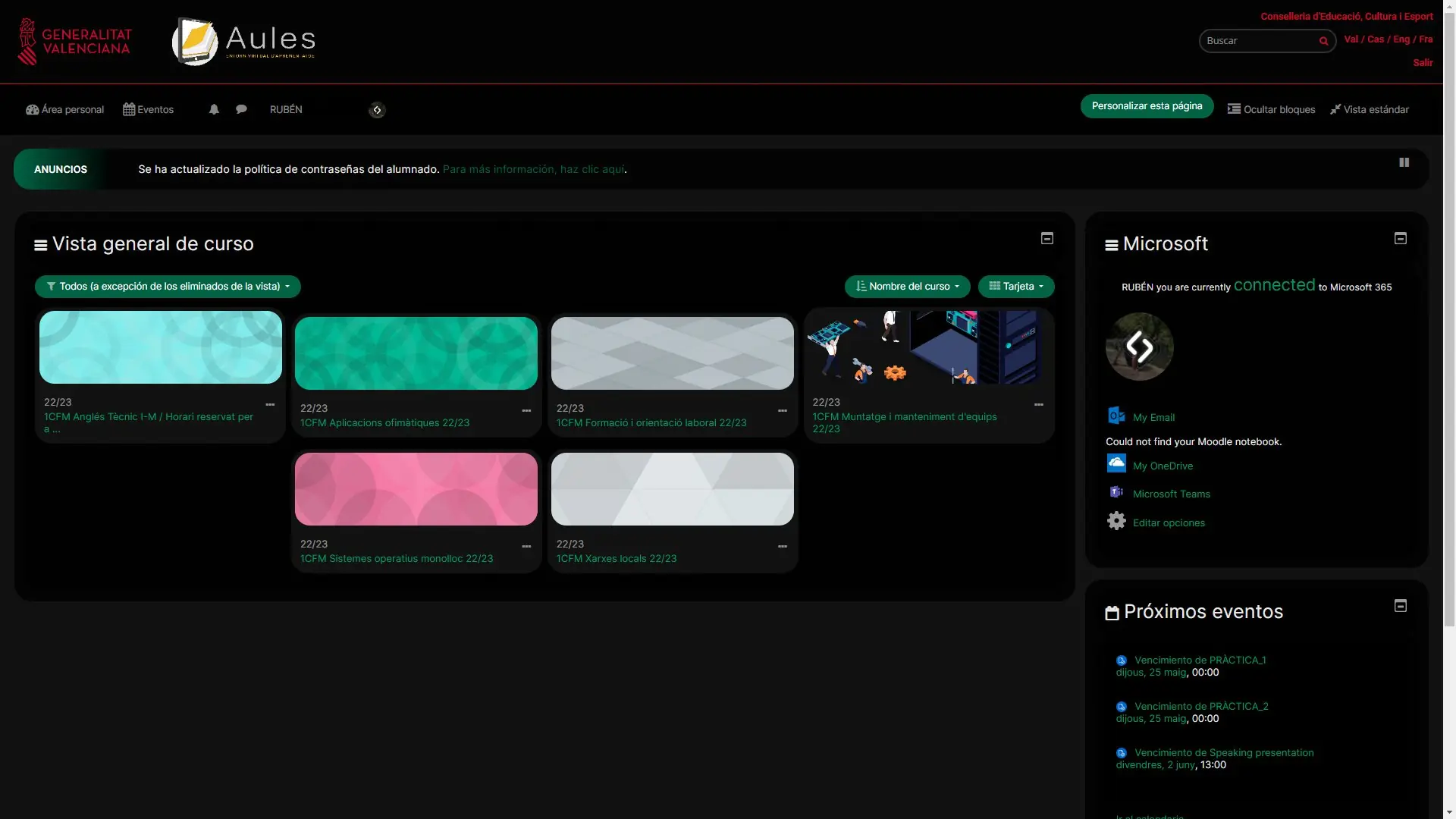 La dashboard de usuario estilizada